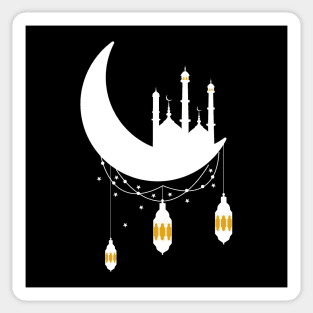 Ramadan Mosque Moon Lanterns, White Sticker